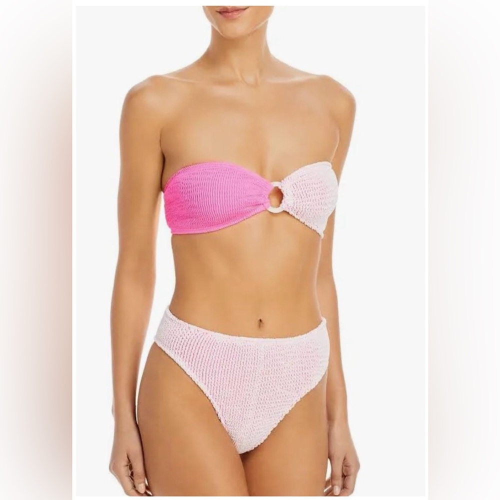 Cleonie Swim | Cleonie White/Pink Textured Bikini Swim Set -